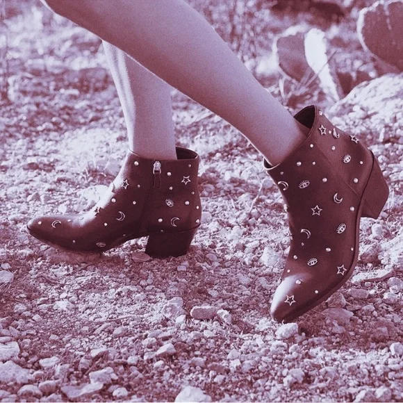 Rebecca Minkoff Lizzie Celestial Brown Suede Studded Bootie Boot